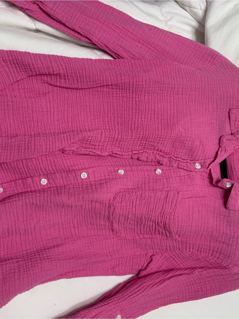 Pink Button-Front Gauze Shirt